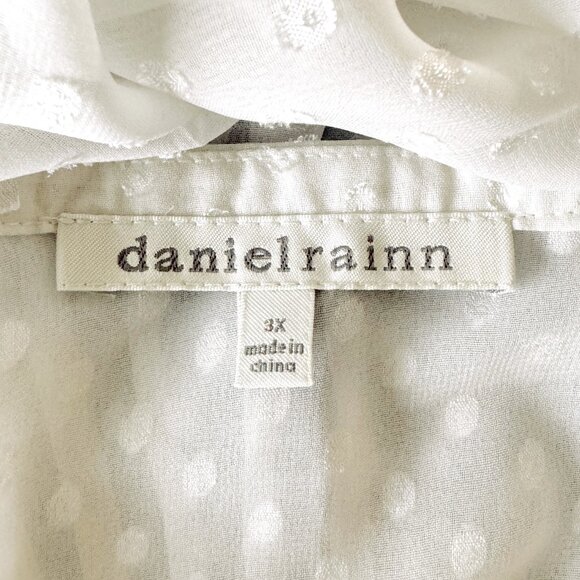 Daniel Rainn WHITE Sheer Swiss Dot Crochet Trim Tank Top - 3X - Picture 7 of 11